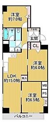 大手前ストークマンション 3LDKの間取図画像