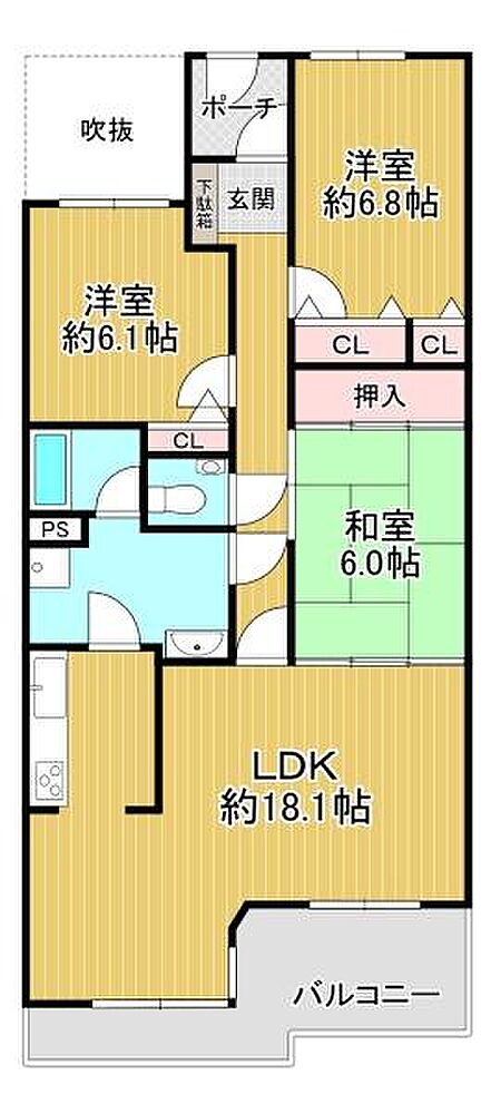間取り：3LDK