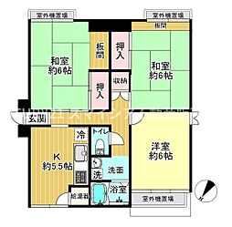 スキップハイツ 3DKの間取図画像