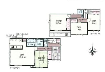 間取り：4LDK、2階建て！収納豊富です！