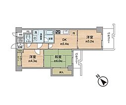 ワコー第一新狭山マンション 3DKの間取図画像