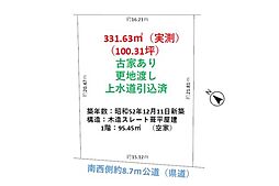 狭山市中新田 敷地約100坪 建築条件なし売地