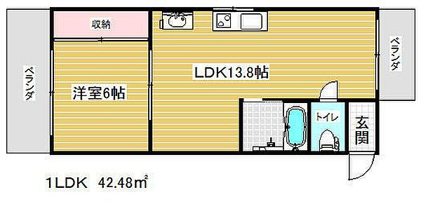 パックスヴィラ平野 ｜兵庫県神戸市兵庫区上三条町(賃貸マンション1LDK・2階・42.48㎡)の写真 その2