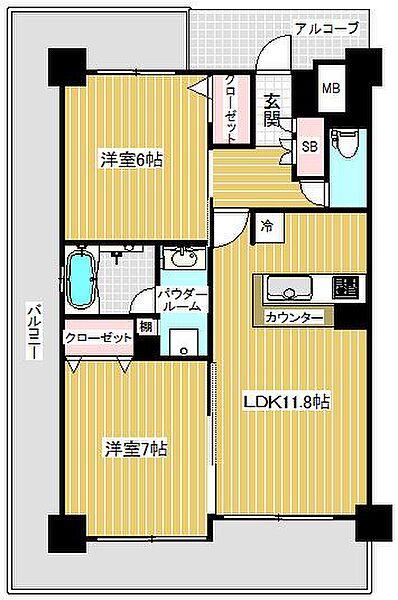 エステムプラザ神戸西5ミラージュ ｜兵庫県神戸市兵庫区西宮内町(賃貸マンション2LDK・2階・53.76㎡)の写真 その2