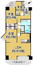 朝日プラザシティサザンパークE棟3番街 3LDKの間取図画像