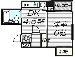 マッセ中の島ハイム 1DKの間取図画像