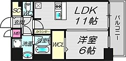 プレサンス梅田東クォーレ 1LDKの間取図画像