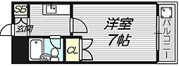 ベストレジデンス瓢箪山1・2 1Kの間取図画像