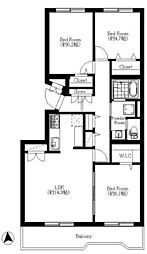 西原グリーンハイツ8号棟 3LDKの間取図画像