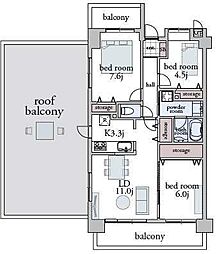 ライオンズマンション西武柳沢第3 3LDKの間取図画像
