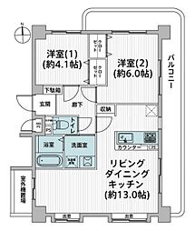 セザール第二武蔵小金井 2LDKの間取図画像