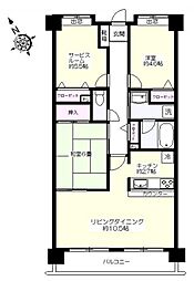 ライオンズマンション府中白糸台第2 2SLDKの間取図画像