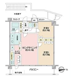 サンクレイドル東村山 2LDKの間取図画像