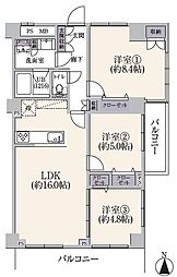 フォレスト国立 3LDKの間取図画像