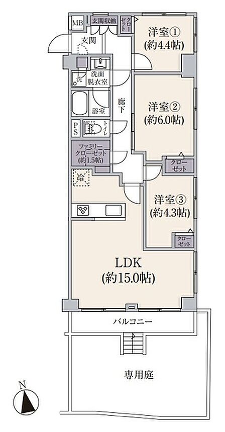 3LDK 間取り
