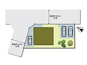 東側6ｍ×北側6ｍの開放的な角地。57坪のゆとりある敷地内には3台駐車可能なカースペース付き。急な来客時も安心です！