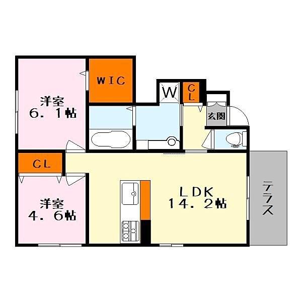 メゾン大ノ口 ｜滋賀県草津市野路９丁目(賃貸アパート2LDK・1階・59.90㎡)の写真 その2