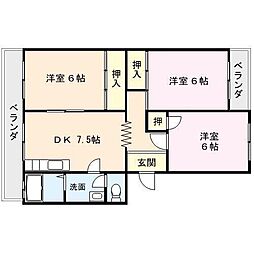 マンションきよし 3DKの間取図画像