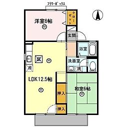 グリーンアベニューA 2LDKの間取図画像
