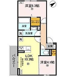 DーROOM 西矢倉 2LDKの間取図画像