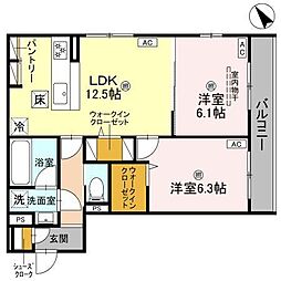 D-ROOM 大橋 2LDKの間取図画像