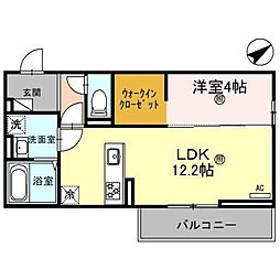 アリエ大江 1LDKの間取図画像