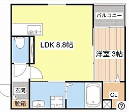 仮)西矢倉新築AP 1LDKの間取図画像