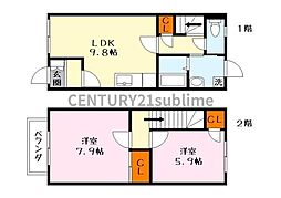 リバーサイドA棟 2DKの間取図画像