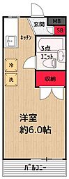メゾンコーラル 1Kの間取図画像
