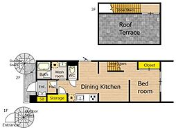 練馬区中村北2丁目マンション 1DKの間取図画像