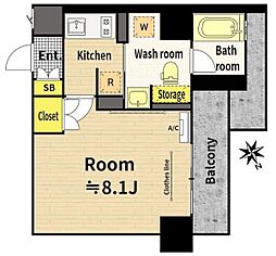 プラウドフラット富士見台 1Kの間取図画像
