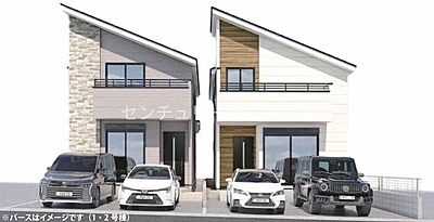 外観:1・2号棟外観完成予想パース(外観の完成予想図です。周辺画像はイメージで実際のものとは異なります。) 外観:1・2号棟外観完成予想パース(外観の完成予想図です。周辺画像はイメージで実際のものとは異なります。)
