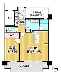 シャリエ聖護院西町 1LDKの間取図画像