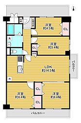 日商岩井野江マンション 4LDKの間取図画像