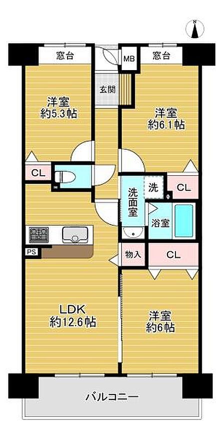 3LDK 間取り