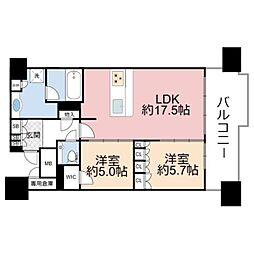 プラウド大阪城 2LDKの間取図画像