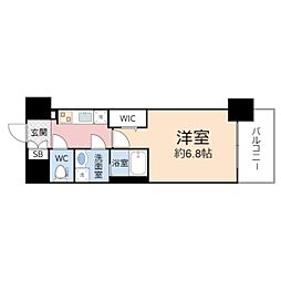 レジュールアッシュ桜宮リバーテラス 1Kの間取図画像