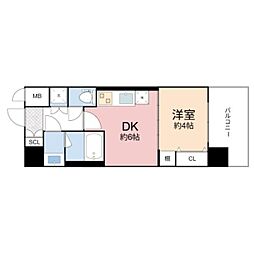 プレジオ城東中央 1DKの間取図画像