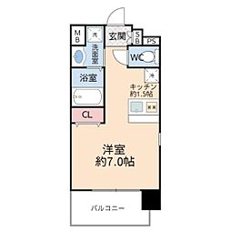 プレサンス大阪城公園ファーストシート 1Kの間取図画像