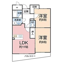 フレアコート京橋 2LDKの間取図画像