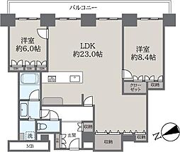 オークプリオタワーレジデンス 2LDKの間取図画像