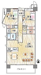 ネオステージ門真 2LDKの間取図画像