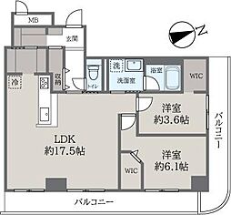 キングマンション天神橋1 2LDKの間取図画像