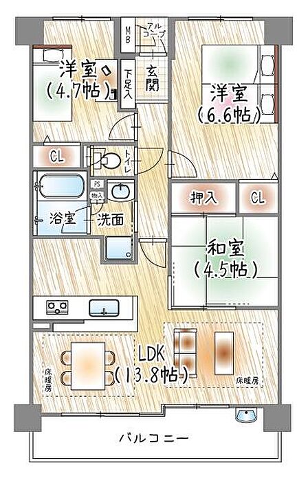 3LDK 間取り