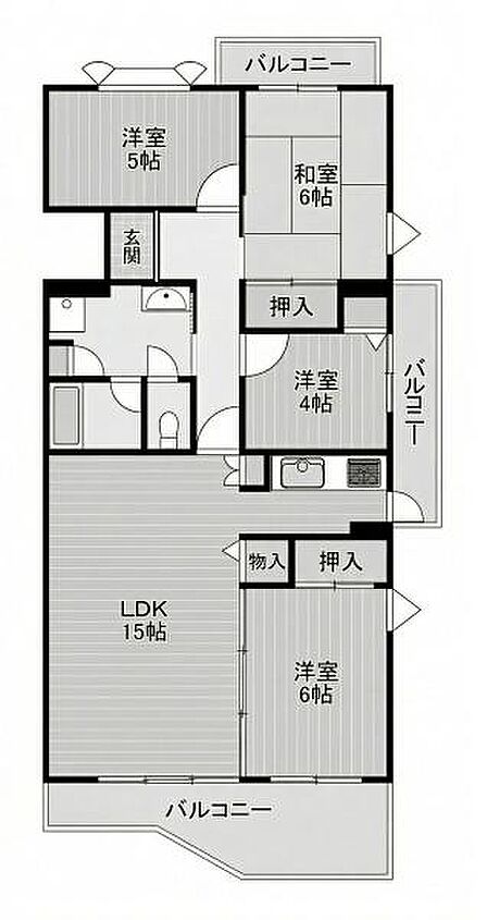 広々したリビング約15帖