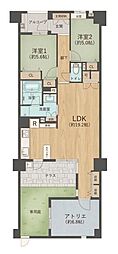 ライオンズ大和高田セントハウス 2SLDKの間取図画像