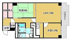 橿原神宮前スカイハイツ 2SLDKの間取図画像
