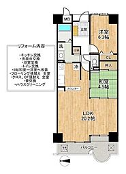 プレステアーバン西大和 2LDKの間取図画像