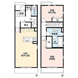 アムールS1 2LDKの間取図画像
