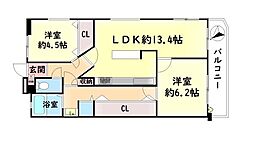ふぁみーゆ泉佐野弐番館 2LDKの間取図画像